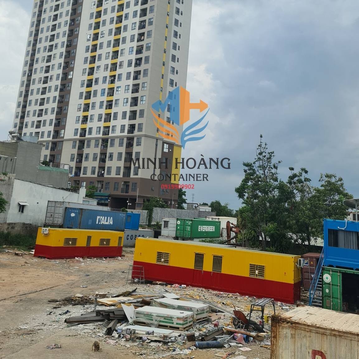 Container văn phòng 40 feet đỏ vàng